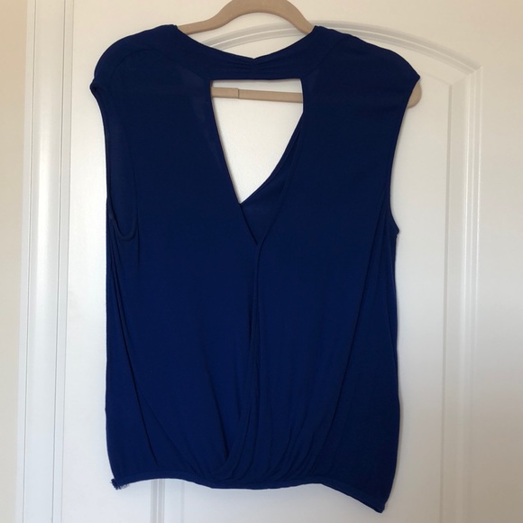 Ella Moss Royal Blue Wrap Blouse with Open Back - Picture 5 of 6